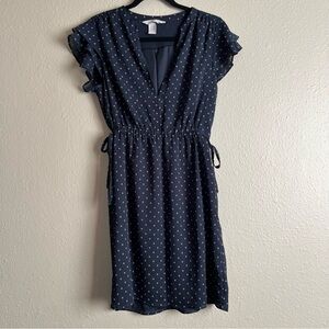 H&M Size 4 Navy Blue V-neck Short Sleeve Business Casual dress